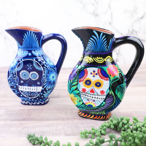 Day of the Dead Hand-Painted Xalitla Pitcher