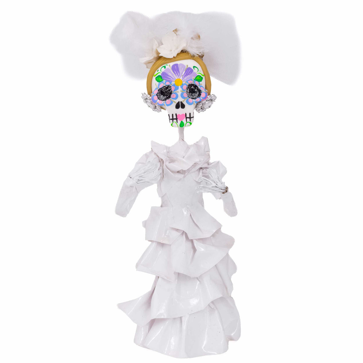Papier-Mâché Sugar Skull Bride and Groom Sculpture