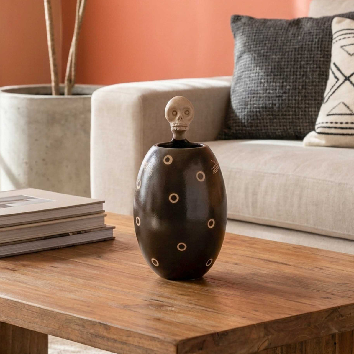Zinapécuaro Dotted Skeleton Ceramic Vase