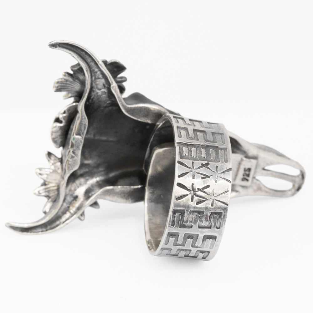 Sterling Silver Wild West Cow Skull Ring