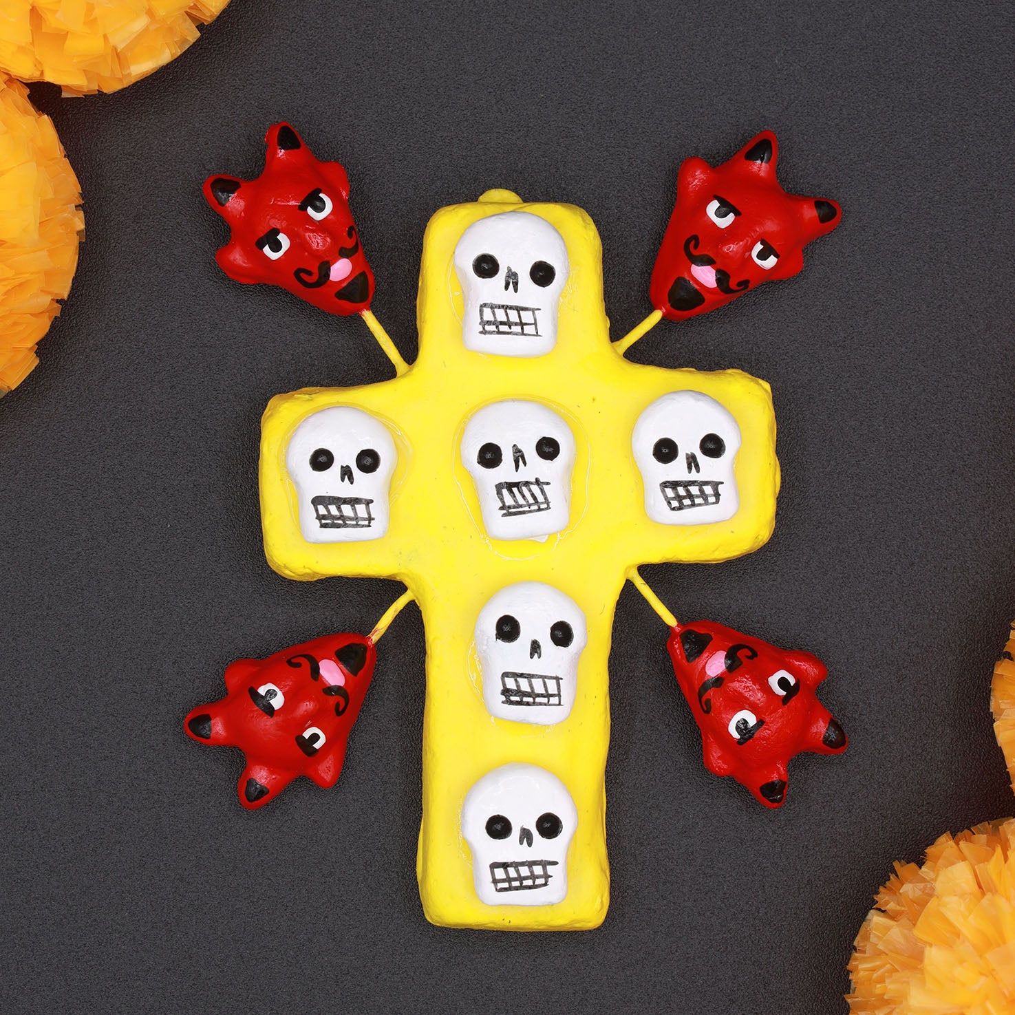 Day of the Dead Clay Wall Decor Small Cross
