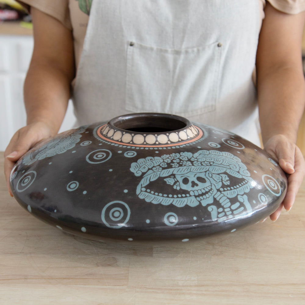 Zinapécuaro Luneta Catrina Ceramic Vase