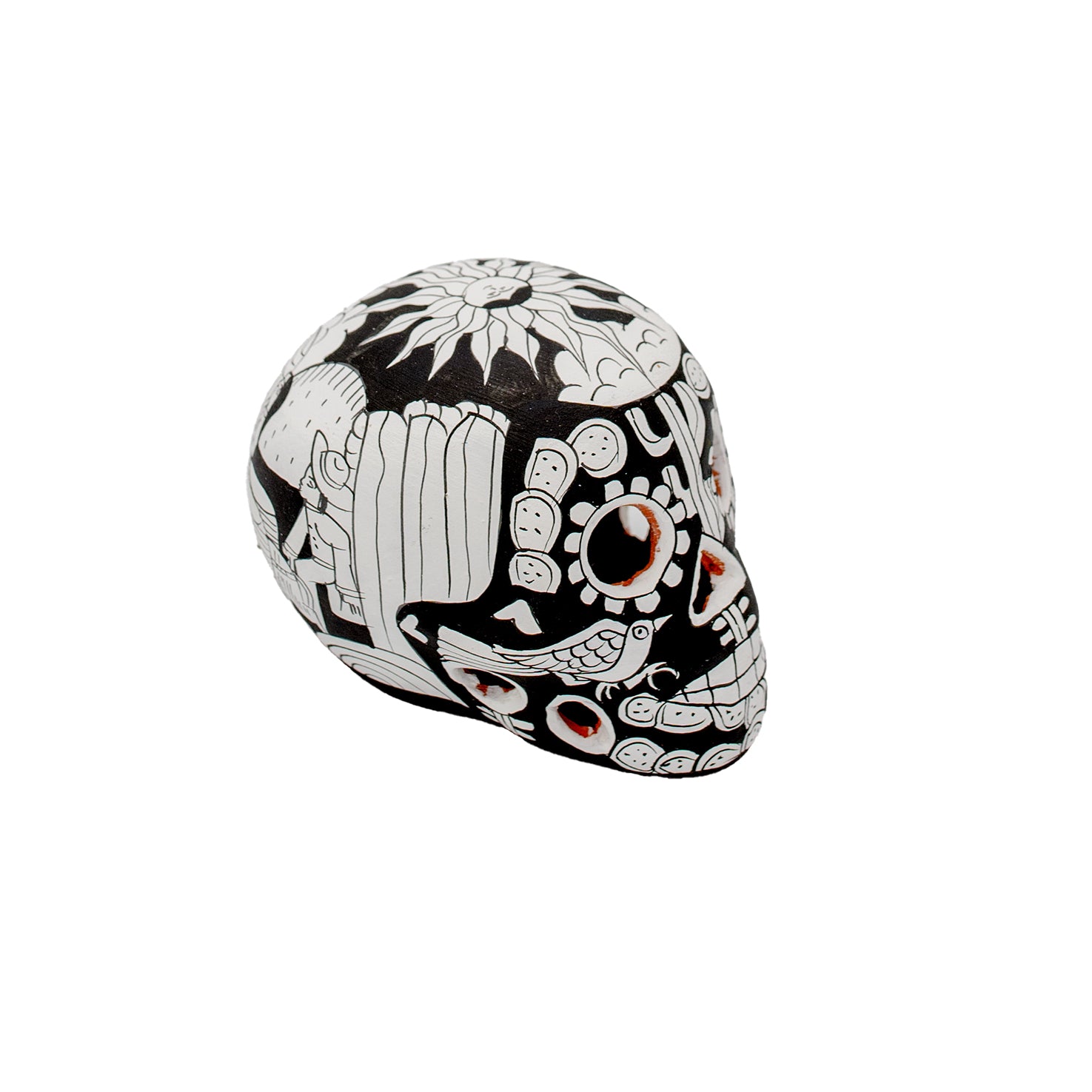 Storytelling Hand-Painted Xalitla Clay Sugar Skull | Lolo Mercadito