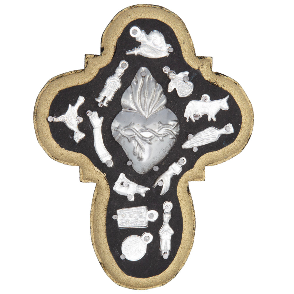 Wooden Wall Cross with Milagritos, Small