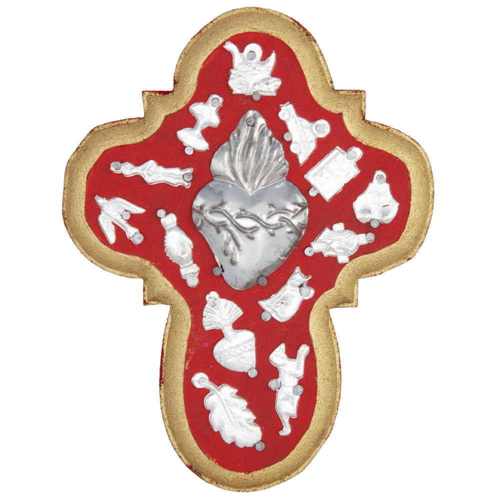 Wooden Wall Cross with Milagritos, Small