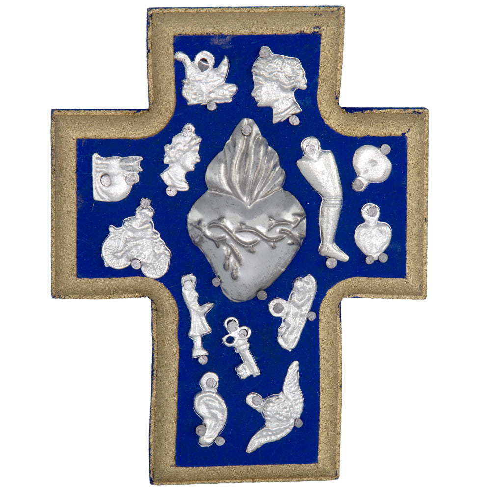 Wooden Wall Cross with Milagritos, Small