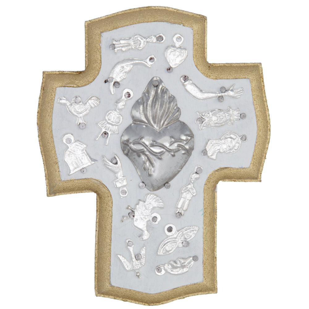 Wooden Wall Cross with Milagritos, Small