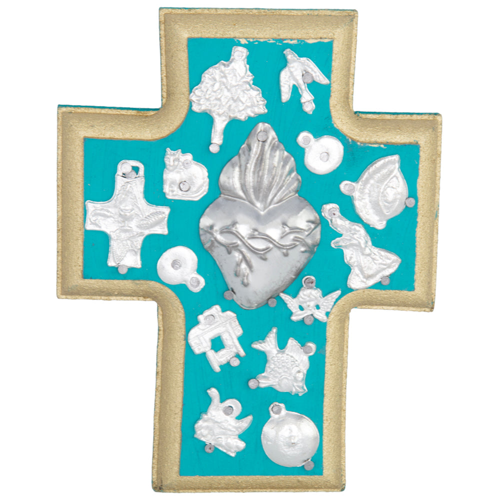Wooden Wall Cross with Milagritos, Small
