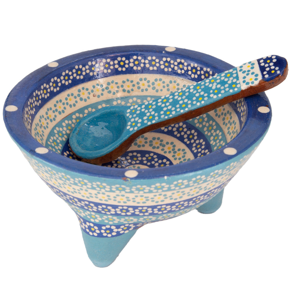 Capula Molcajete Clay Bowl and Matching Spoon