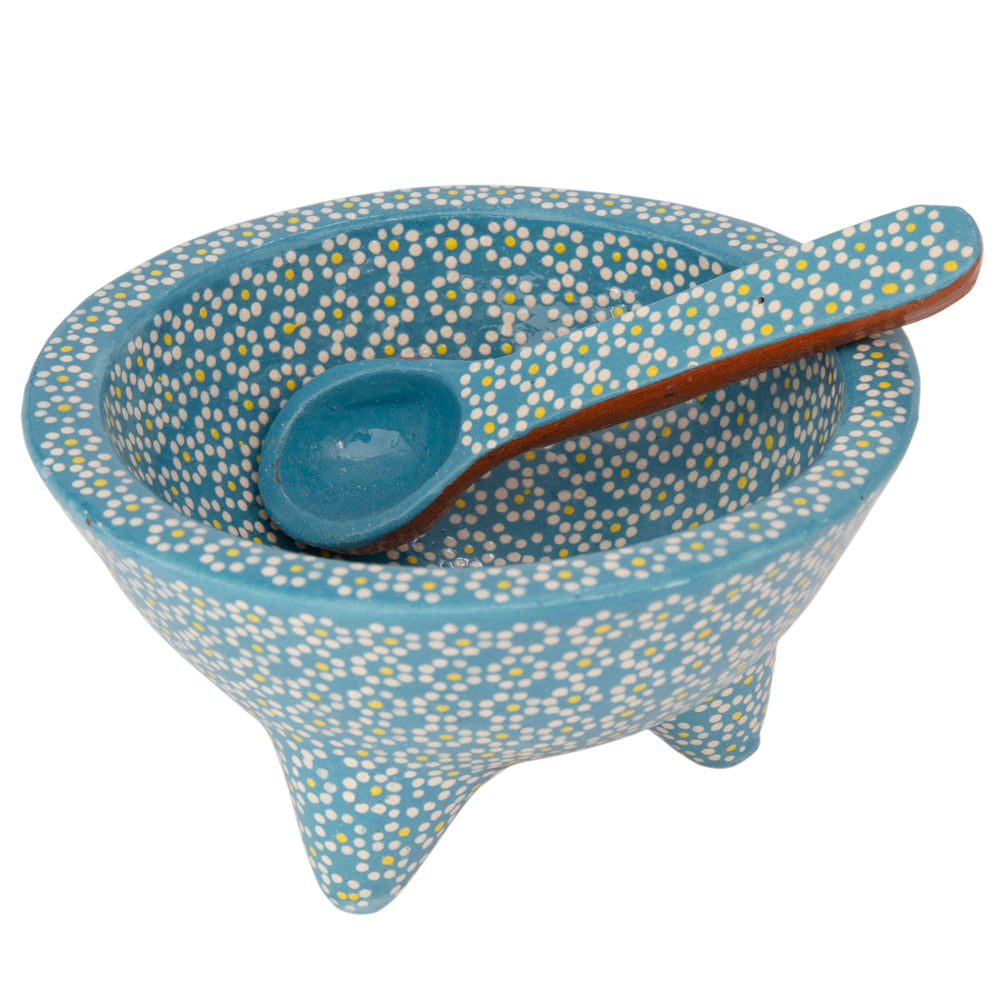 Capula Molcajete Clay Bowl and Matching Spoon