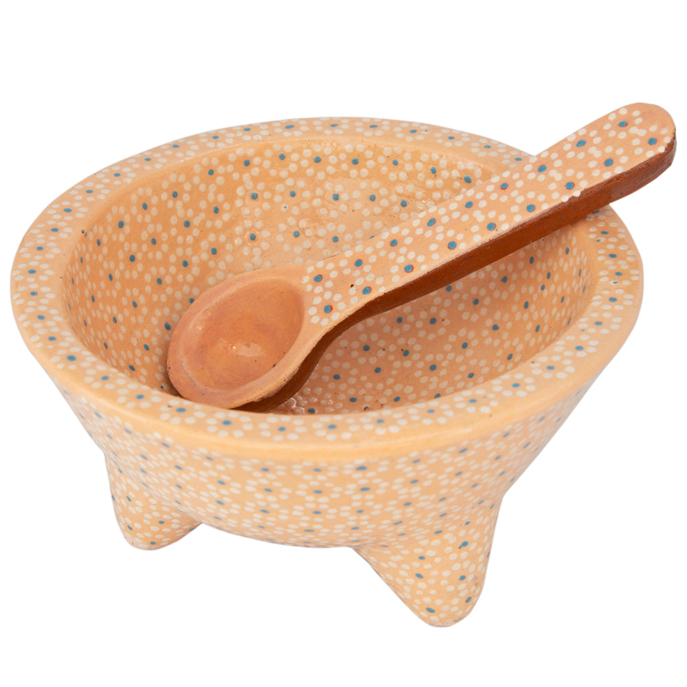 Capula Molcajete Clay Bowl and Matching Spoon