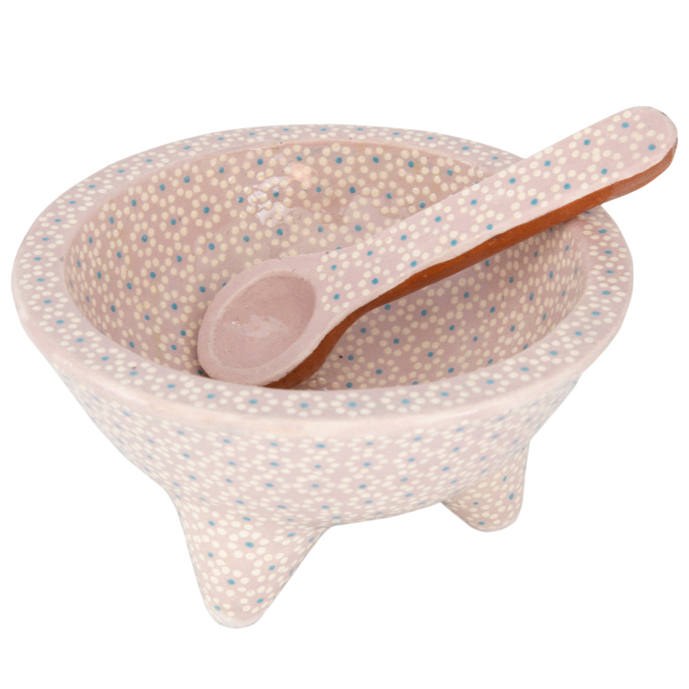 Capula Molcajete Clay Bowl and Matching Spoon