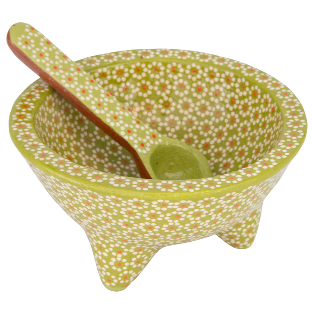 Capula Molcajete Clay Bowl and Matching Spoon