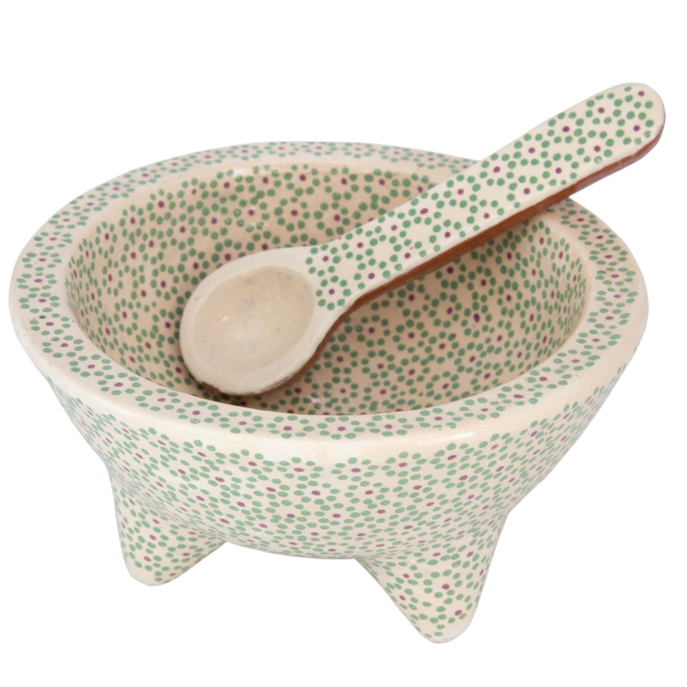 Capula Molcajete Clay Bowl and Matching Spoon