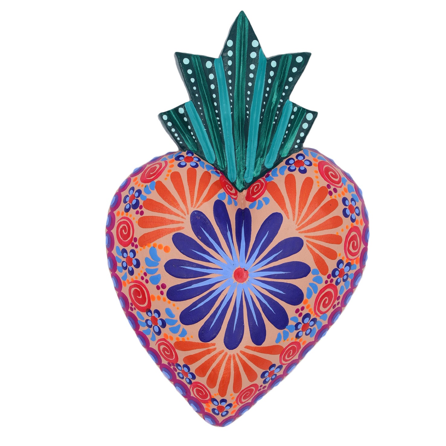 Hand Painted Colorful Wooden Heart | Lolo Mexican Mercadito