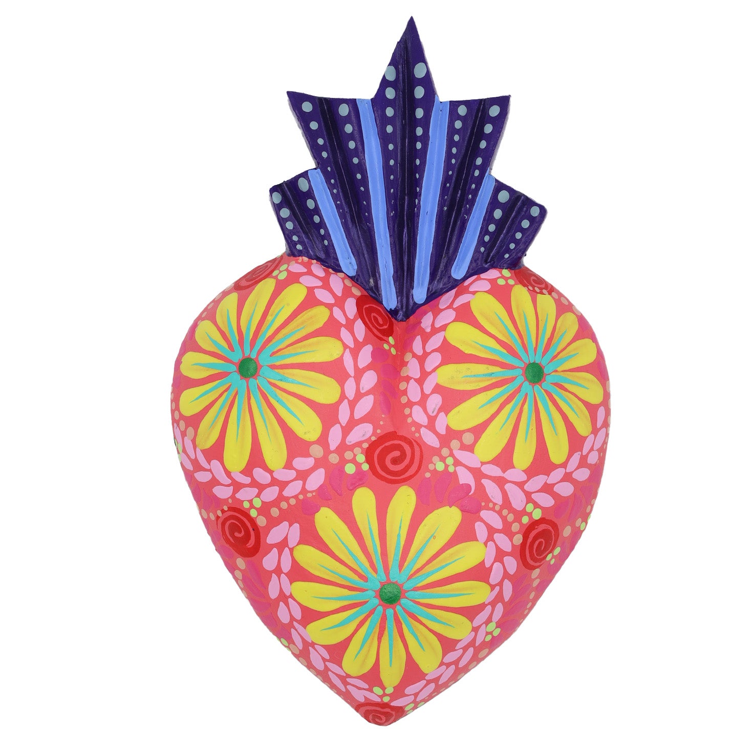 Hand Painted Colorful Wooden Heart | Lolo Mexican Mercadito