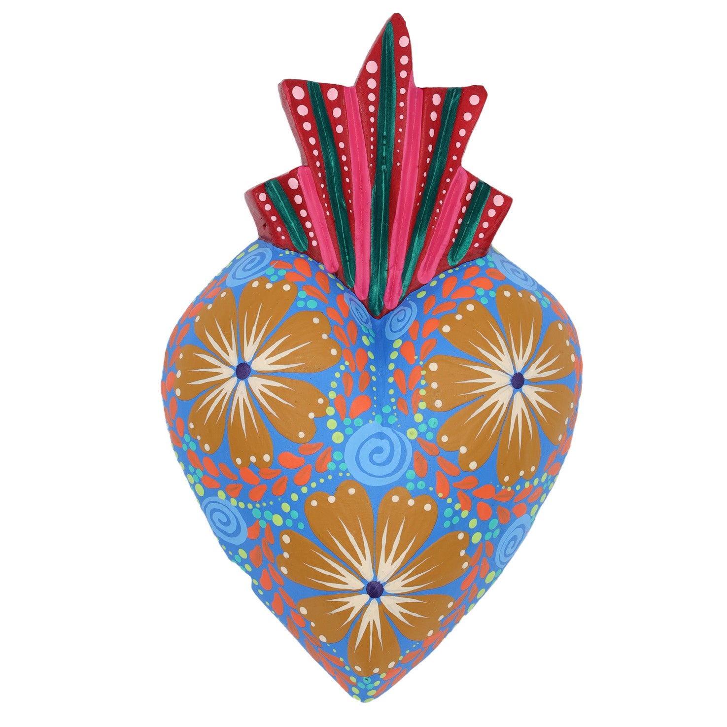 Hand Painted Colorful Wooden Heart | Lolo Mexican Mercadito
