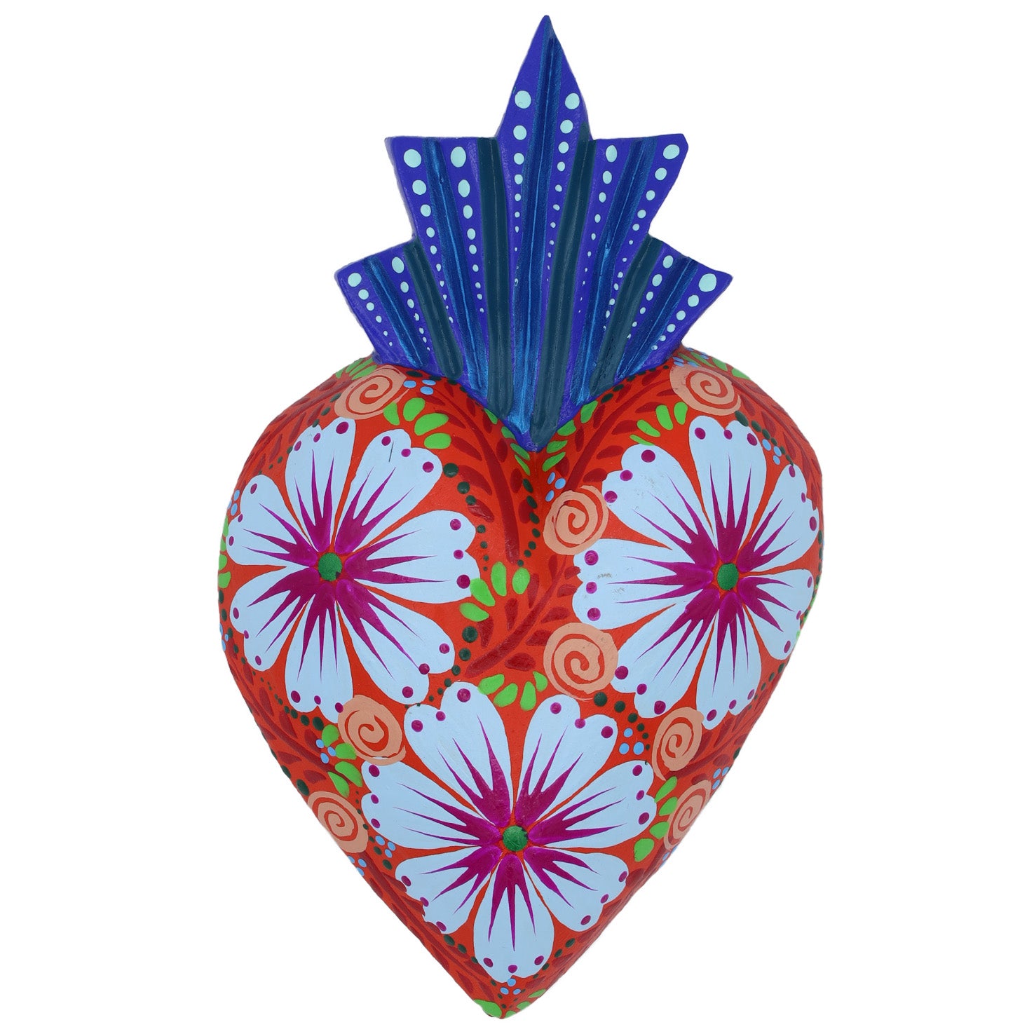 Hand Painted Colorful Wooden Heart | Lolo Mexican Mercadito