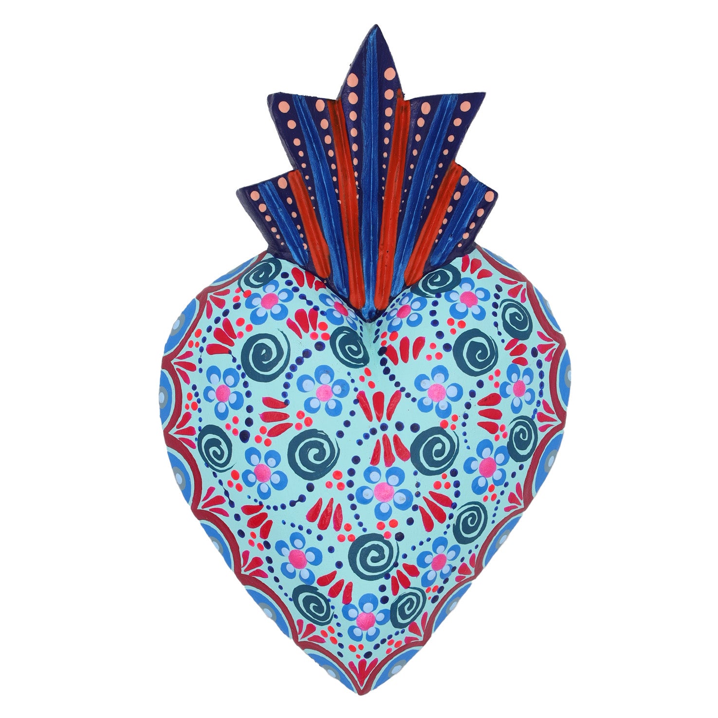 Hand Painted Colorful Wooden Heart | Lolo Mexican Mercadito