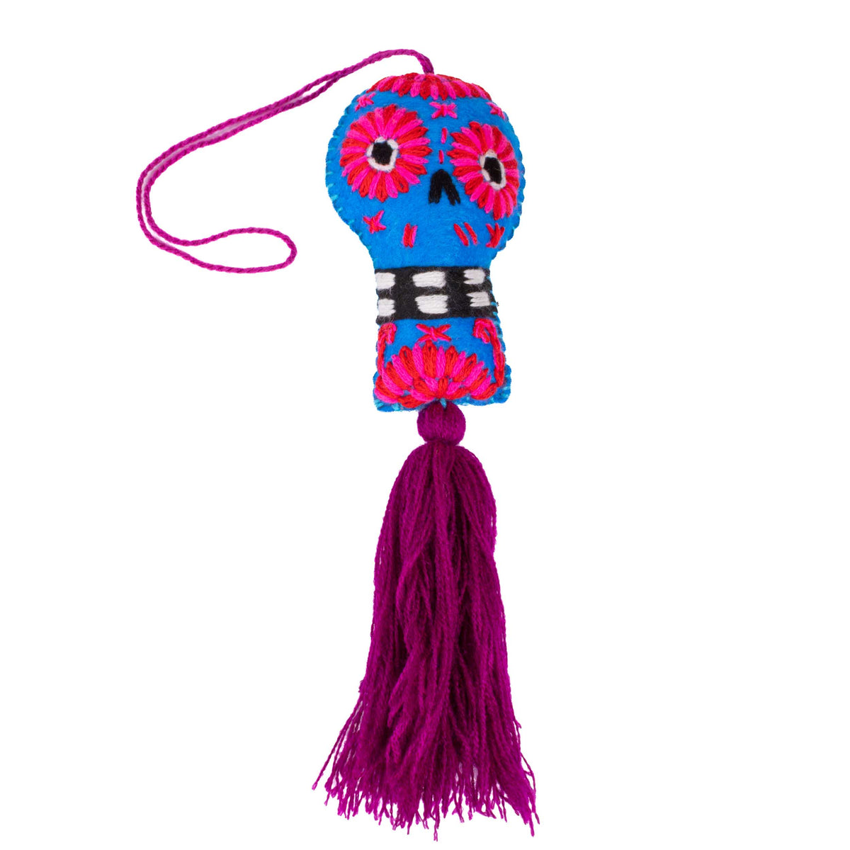 Sugar Skulls Pom Poms with Vibrant Tassel