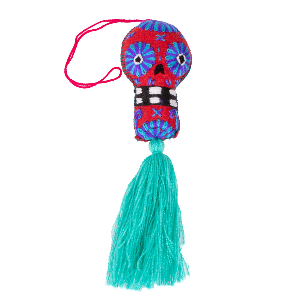 Sugar Skulls Pom Poms with Vibrant Tassel