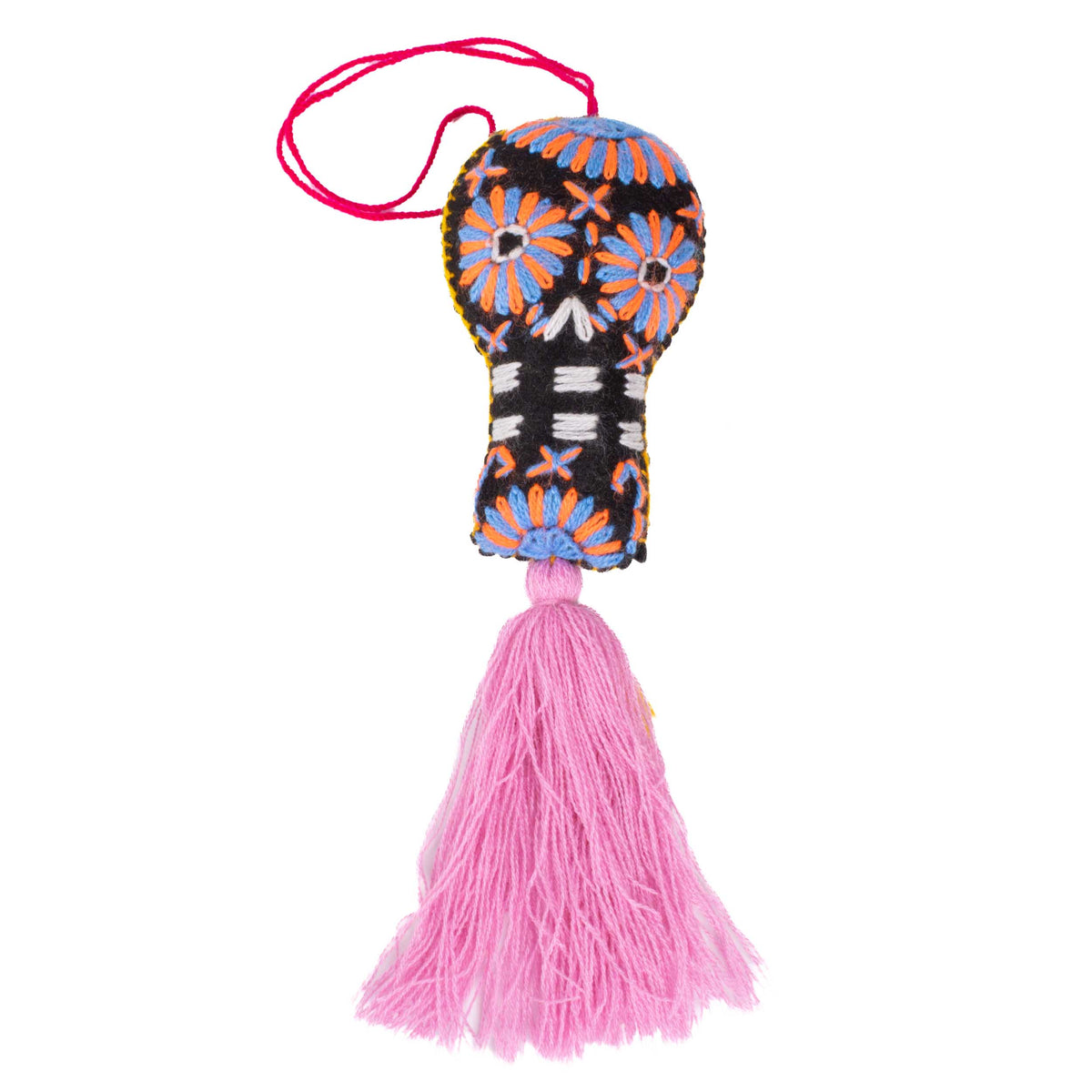 Sugar Skulls Pom Poms with Vibrant Tassel