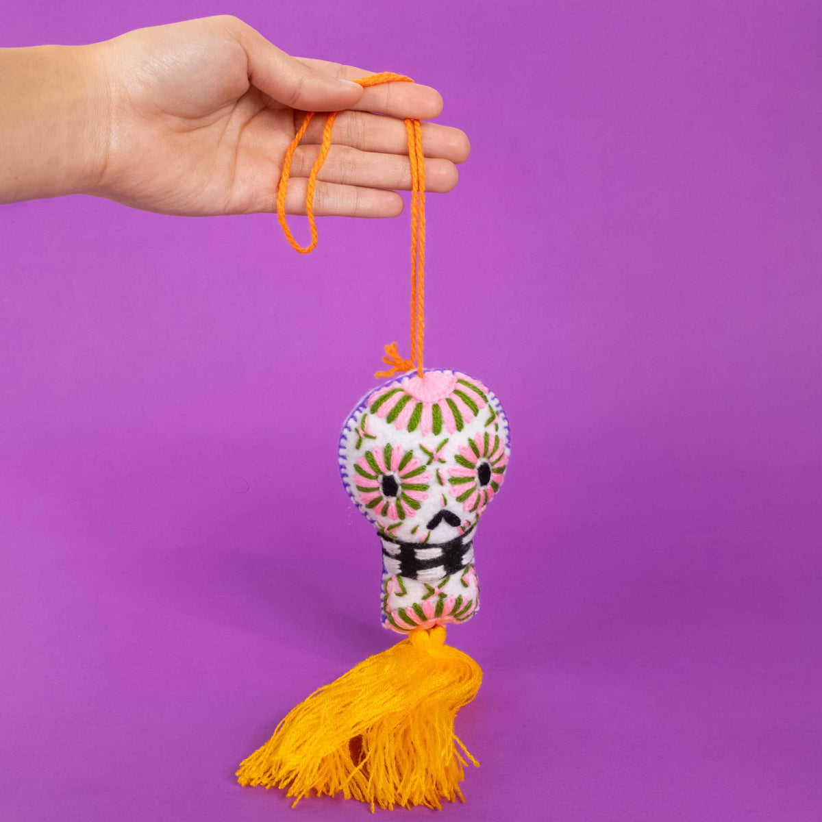 Sugar Skulls Pom Poms with Vibrant Tassel