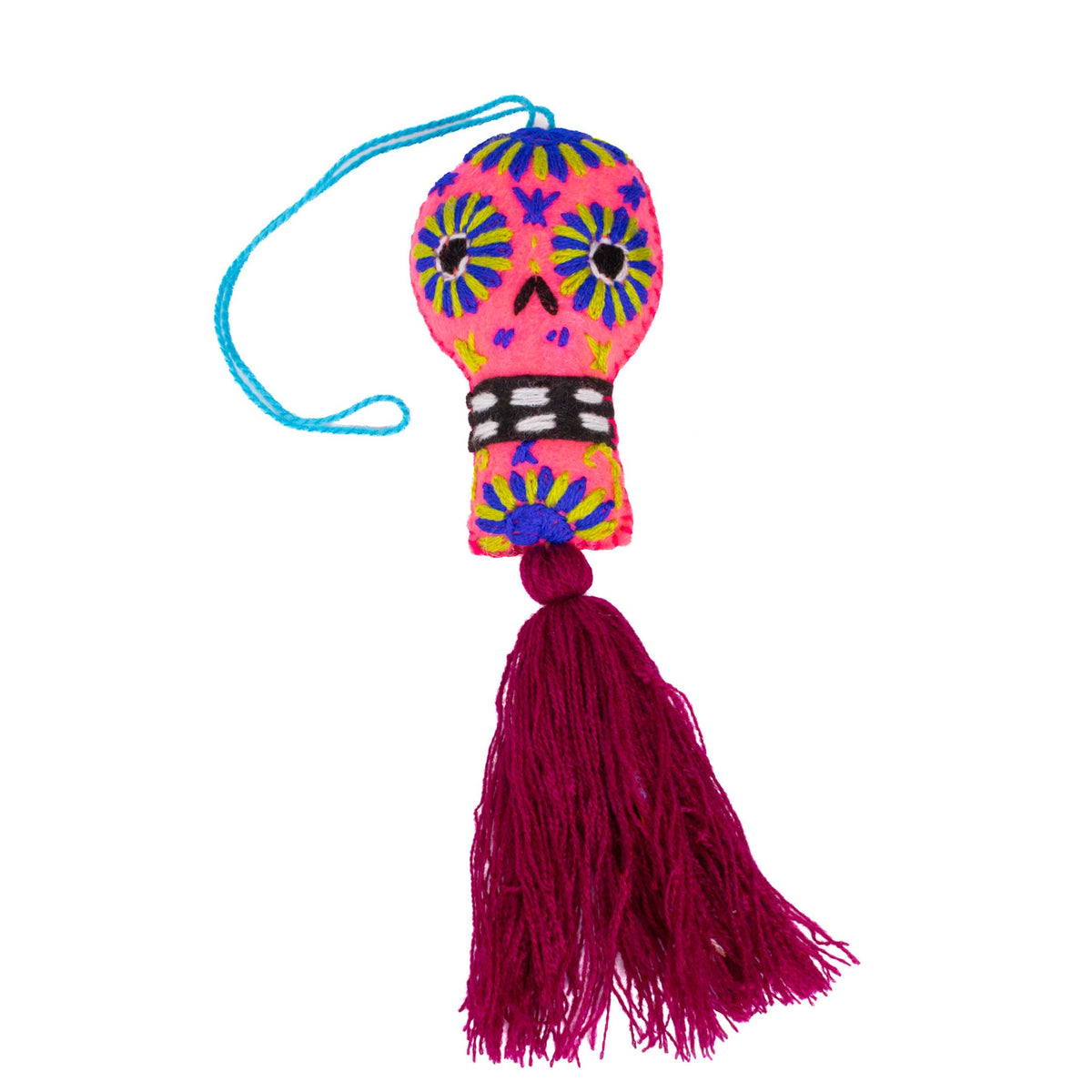 Sugar Skulls Pom Poms with Vibrant Tassel