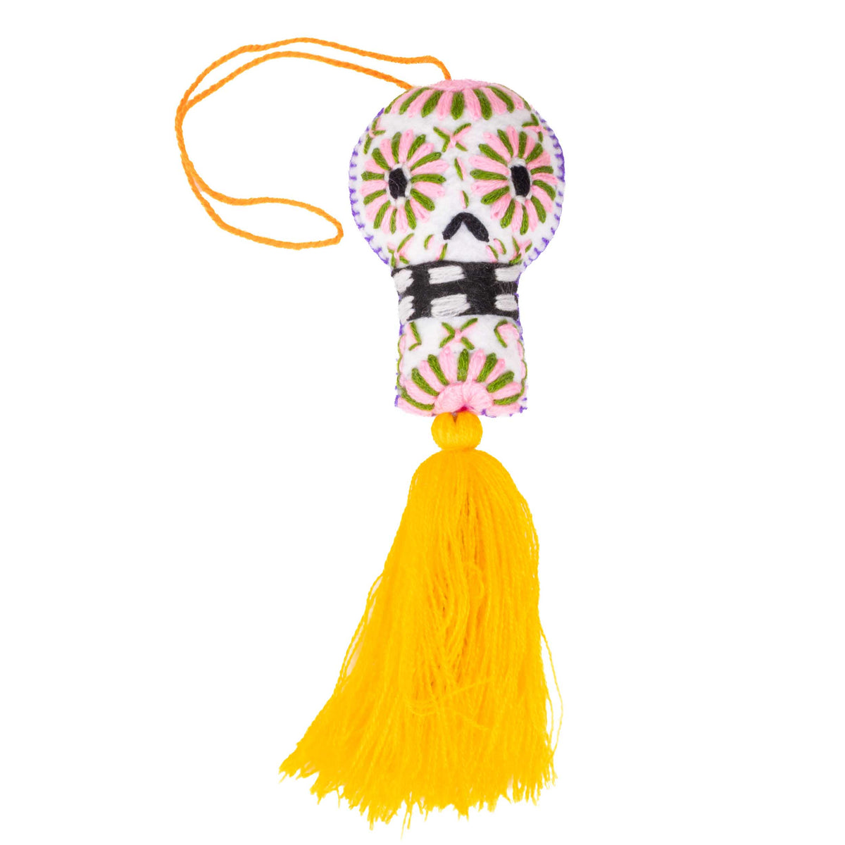 Sugar Skulls Pom Poms with Vibrant Tassel