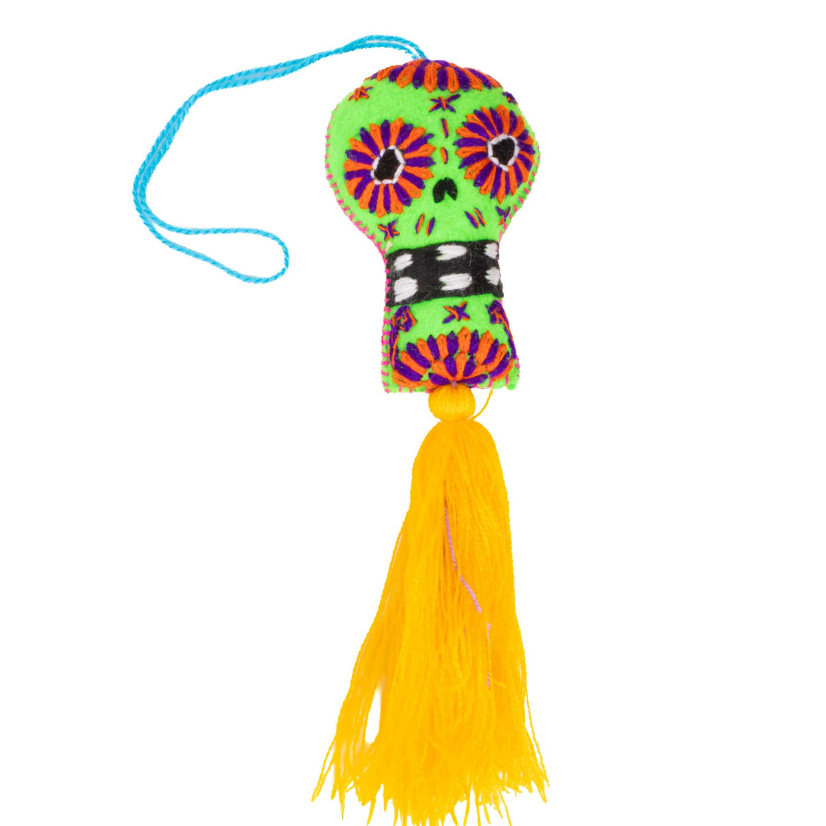 Sugar Skulls Pom Poms with Vibrant Tassel