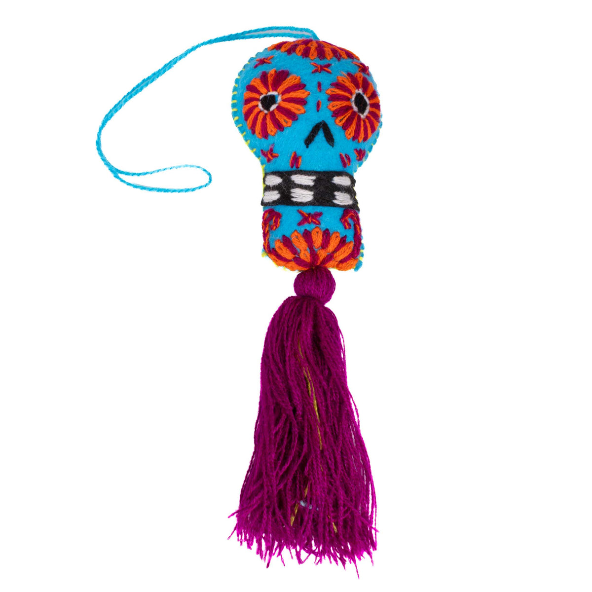 Sugar Skulls Pom Poms with Vibrant Tassel