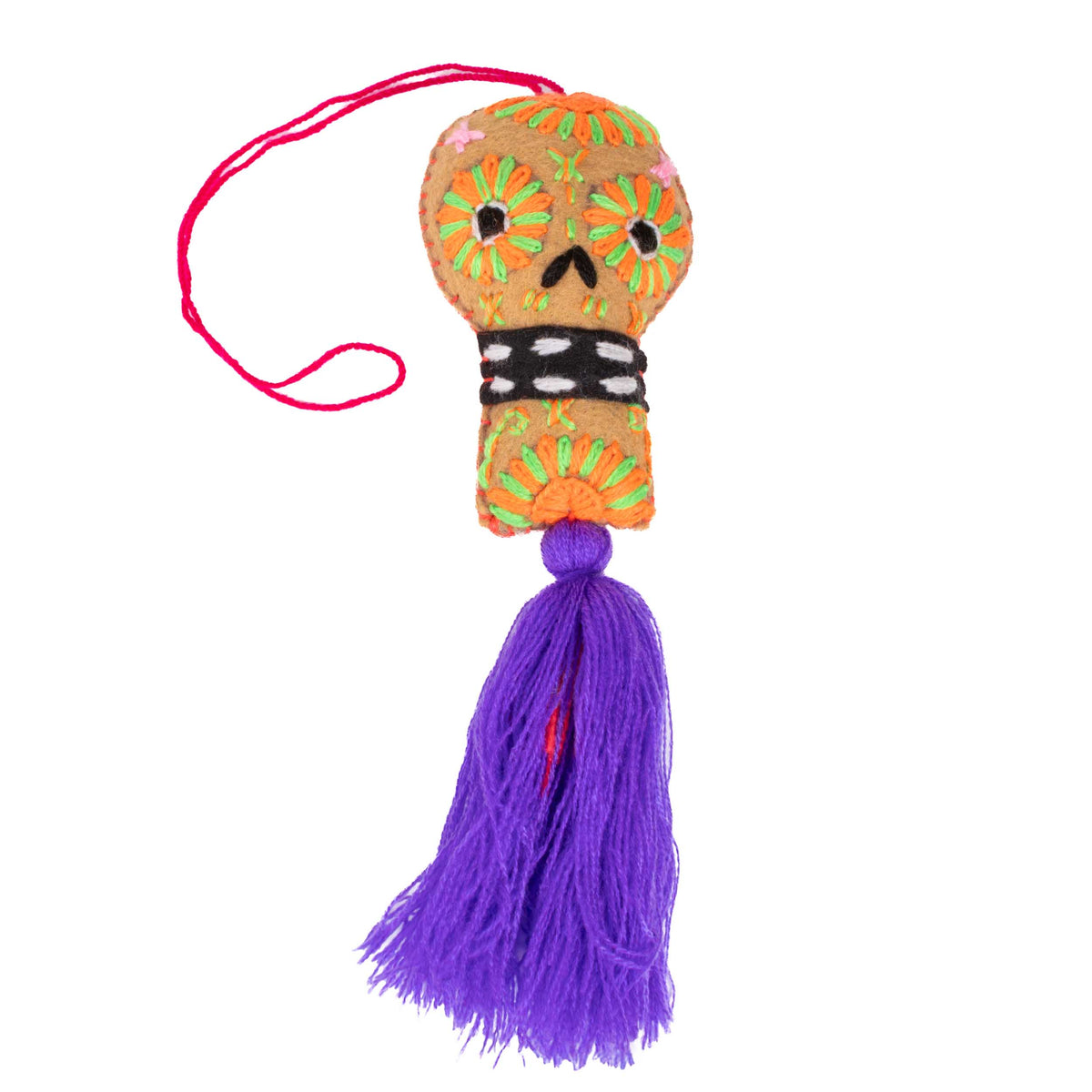 Sugar Skulls Pom Poms with Vibrant Tassel