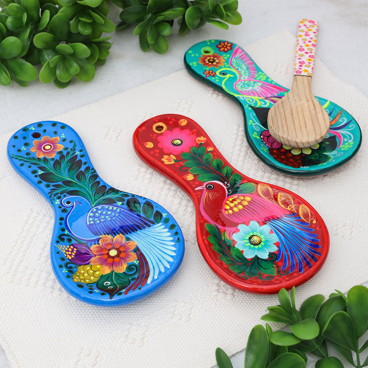 Hand-Painted Xalitla Clay Decorative Spoon Rest