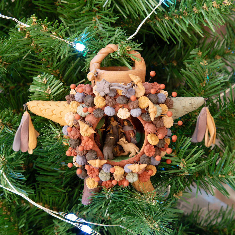 Piñata Nativity Pigmented Clay Sculpture