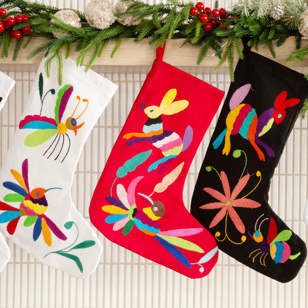Christmas Otomí Embroidered Stocking