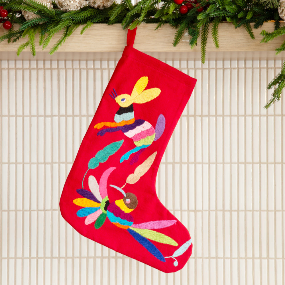 Christmas Otomí Embroidered Stocking