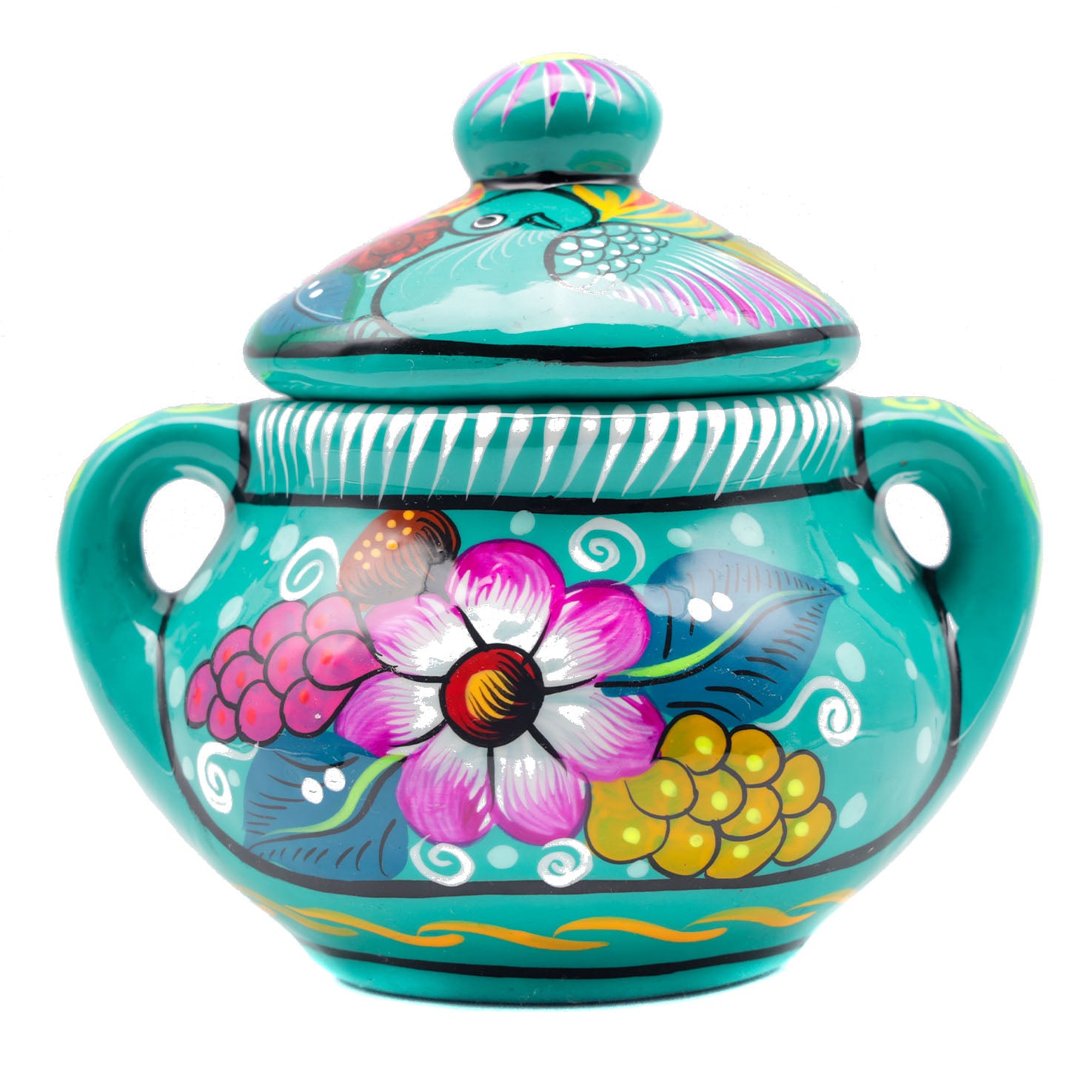 Hand-Painted Xalitla Clay Sugar Bowl