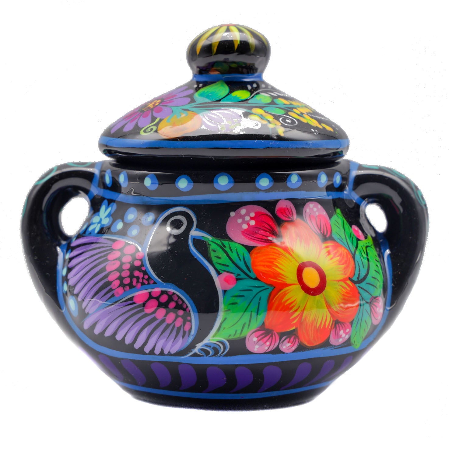 Hand-Painted Xalitla Clay Sugar Bowl