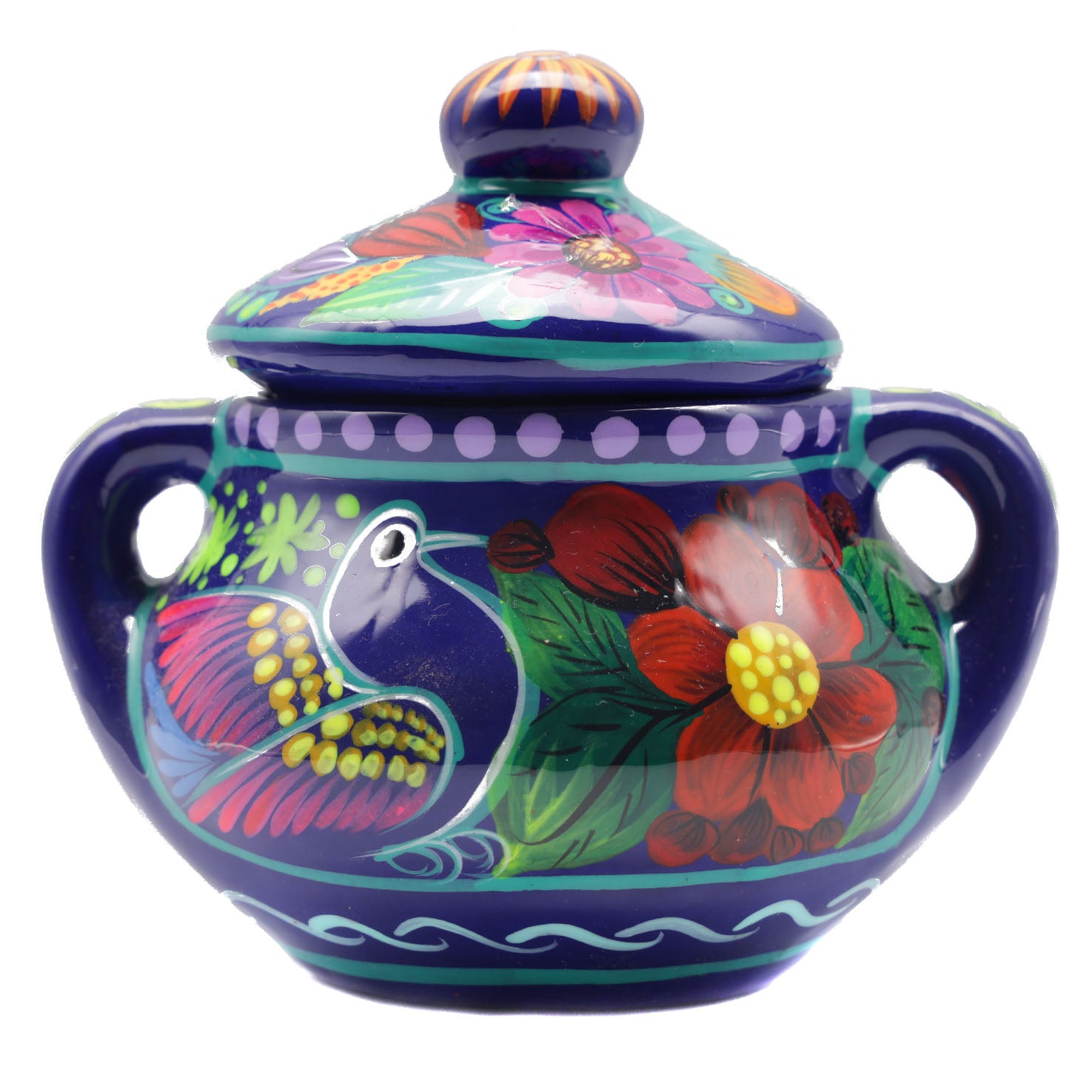 Hand-Painted Xalitla Clay Sugar Bowl