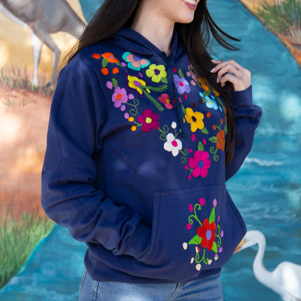 Chiapas Embroidered Floral Pullover Hoodie