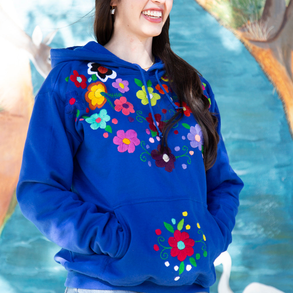 Chiapas Embroidered Floral Pullover Hoodie