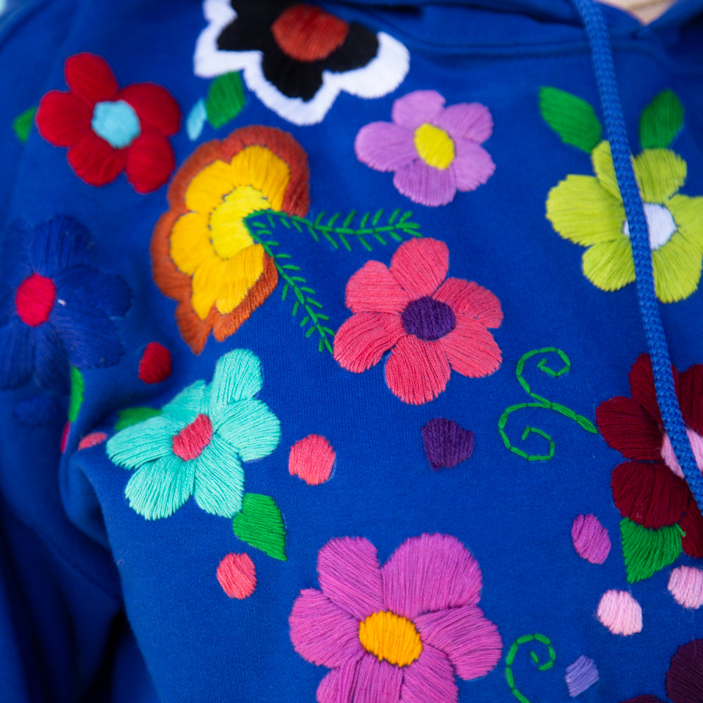 Chiapas Embroidered Floral Pullover Hoodie