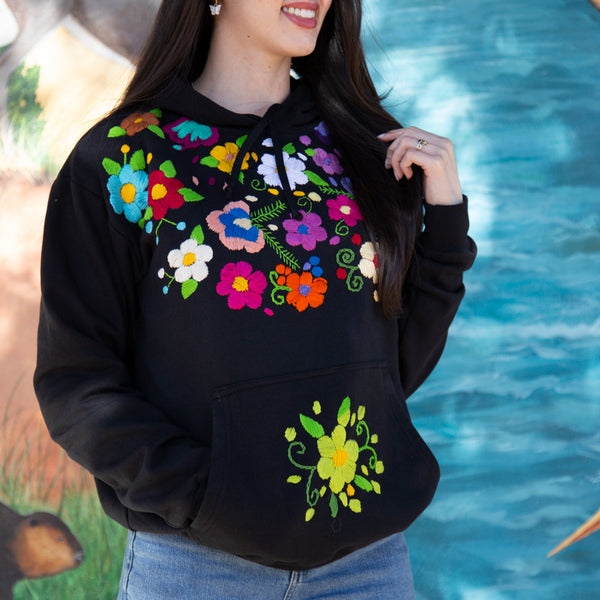 Chiapas Embroidered Floral Pullover Hoodie | Lolo Mexican Mercadito