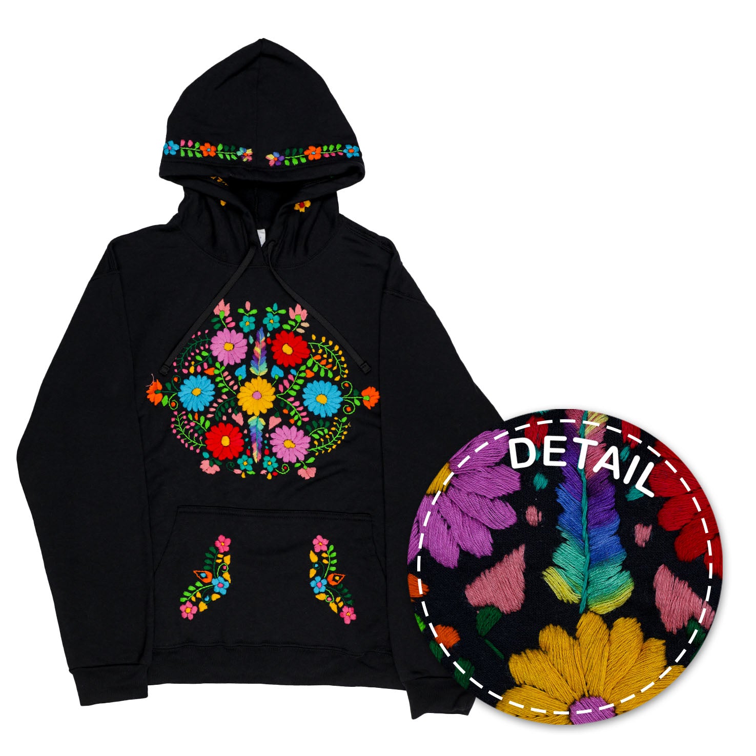 Chilac Floral Embroidered Pullover Hoodie