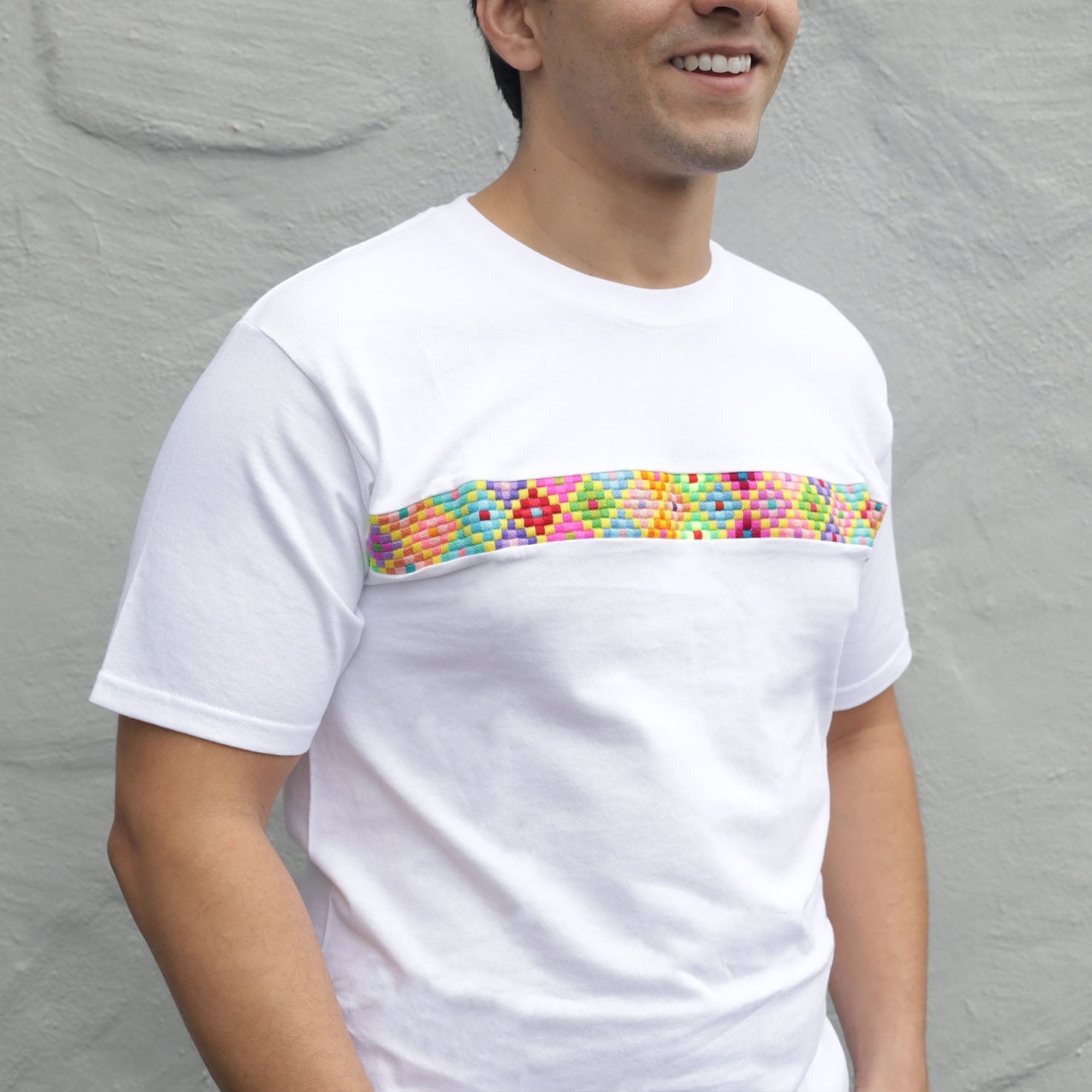 Ch'ol Hand-Embroidered Modern T-Shirt - White