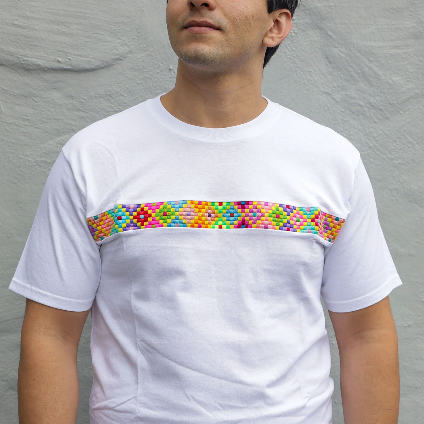 Ch'ol Hand-Embroidered Modern T-Shirt - White