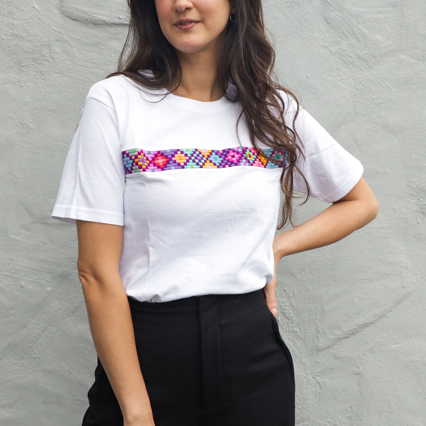 Ch'ol Hand-Embroidered Modern T-Shirt - White