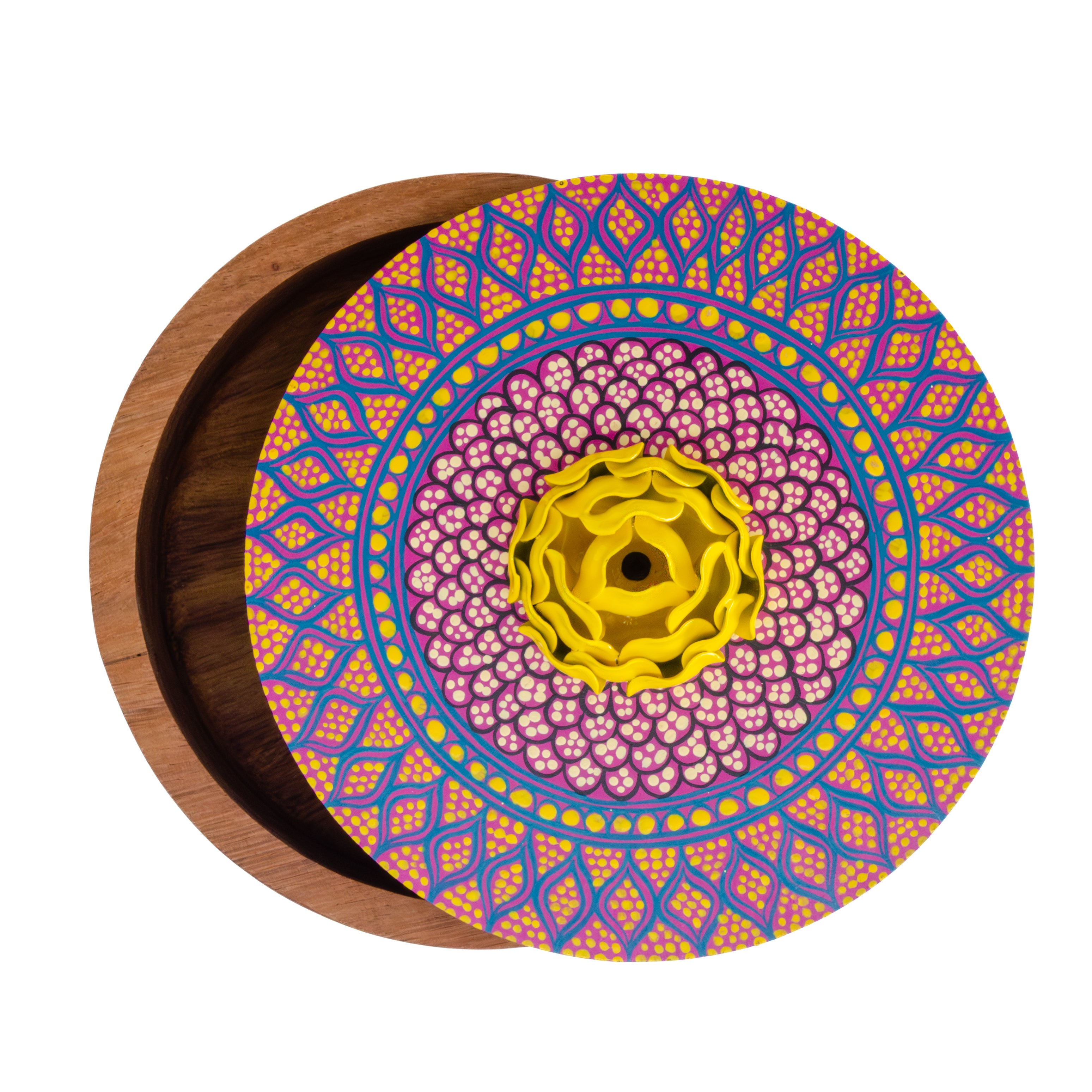 Hand-painted Parota Solid Wood Kitchen Tortillero/Basket