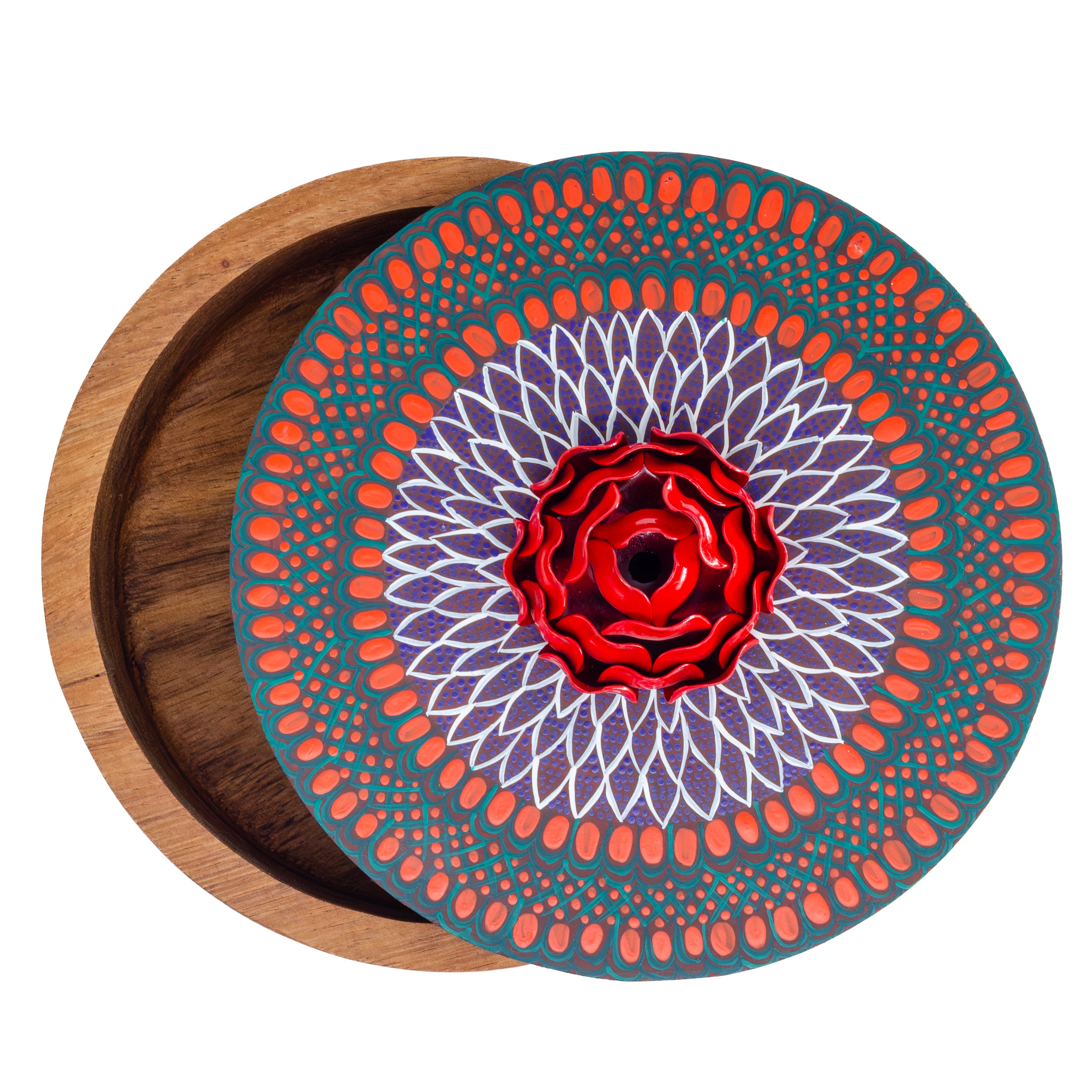 Hand-painted Parota Solid Wood Kitchen Tortillero/Basket