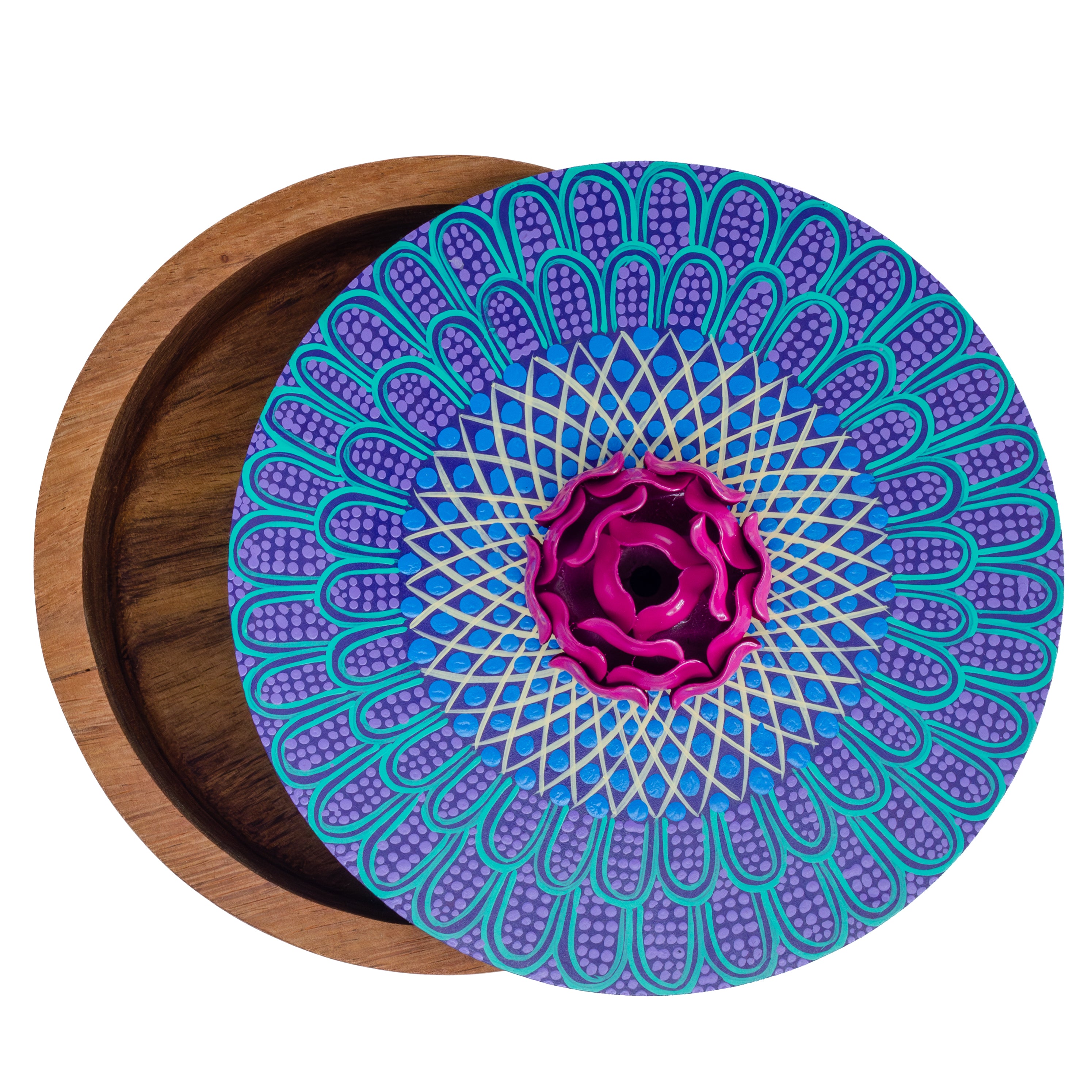 Hand-painted Parota Solid Wood Kitchen Tortillero/Basket